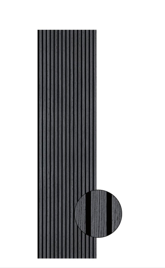 Acoustic Slatted Bendable Wall Panel - Dark Grey 2.4m x 0.6m (4 Pieces)