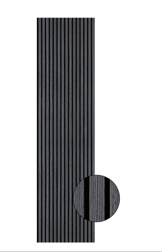 Acoustic Slatted Wall Panel - Light Grey 2.4m x 0.6m (4 Pieces)
