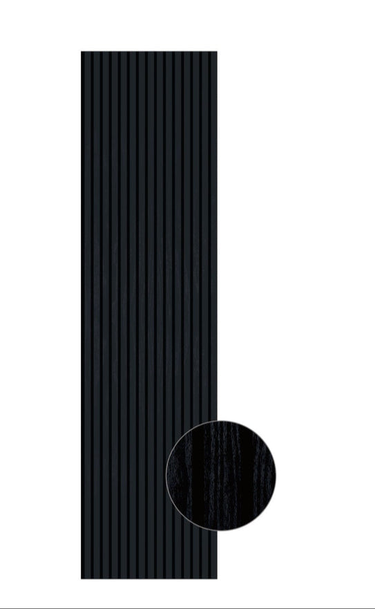 Acoustic Slatted Bendable Wall Panel - Black 2.4m x 0.6m (4 Pieces)