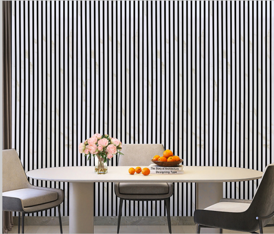 Acoustic Slatted Wall Panel - White Marble 2.4m x 0.6m (4 Pieces)