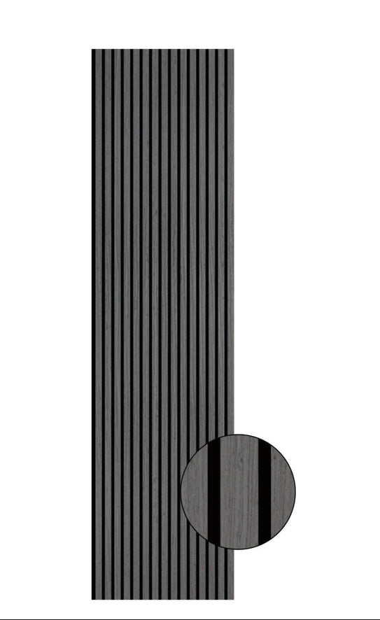 Acoustic Slatted Bendable Wall Panel - Light Grey 2.4m x 0.6m (4 Pieces)