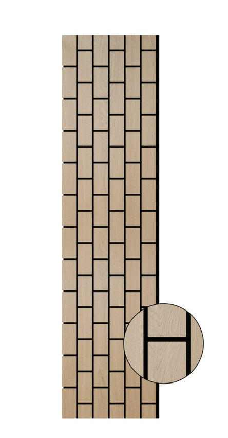 Acoustic Brick Wall Panel - Natural Oak 2.4m x 0.6m (4 Pieces)