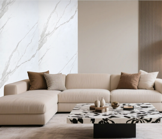 White Marble Effect UPVC Wall Panel Covering 60x240cm (4 Pieces)