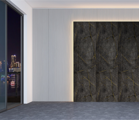 Light Black & Gold Marble Effect UPVC Wall Panel Covering 60x240cm (4 Pieces)