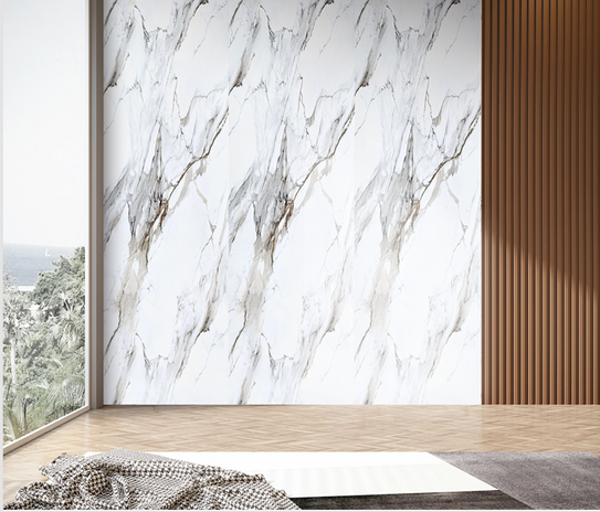 White & Gold Marble Effect UPVC Wall Panel Covering 60x240cm (4 Pieces)