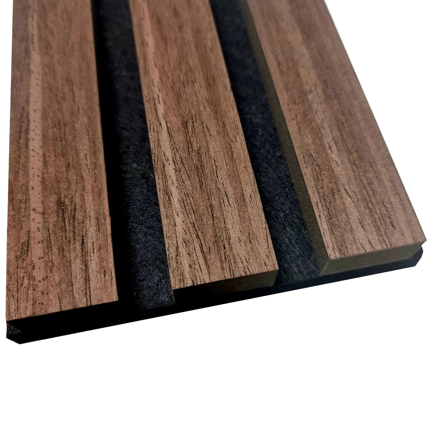 Acoustic Slatted Wall Panel - Walnut 2.4m x 0.6m (4 Pieces)
