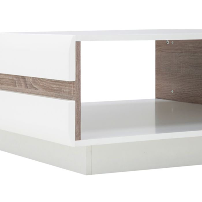 Frima Small Designer Coffee Table in White with a Truffle Oak Trim