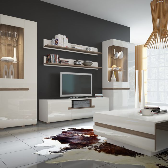 Frima Small Designer Coffee Table in White with a Truffle Oak Trim