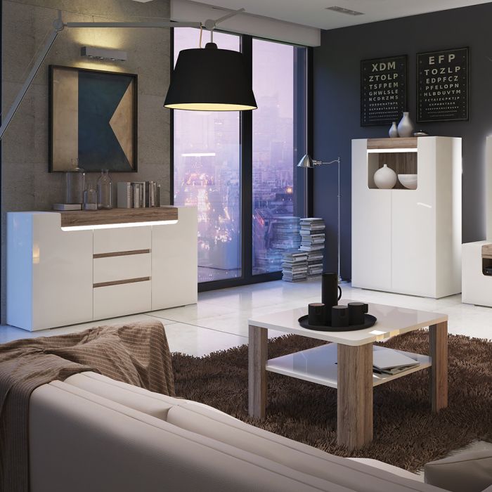 Zuno 2 Door 3 Drawer Sideboard (inc. Plexi Lighting)