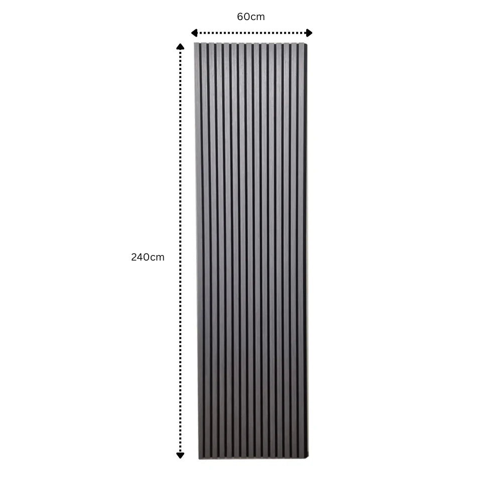 Acoustic Slatted Wall Panel - Charcoal Black 2.4m x 0.6m (4 Pieces)