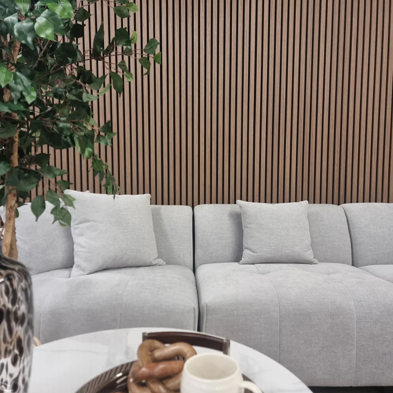 Acoustic Slatted Wall Panel - Walnut 2.4m x 0.6m (4 Pieces)
