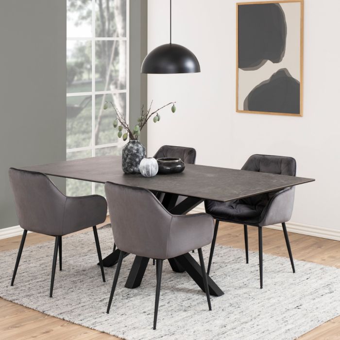 Heaven Dining Table with Ceramic Black Top 200x75.5cm