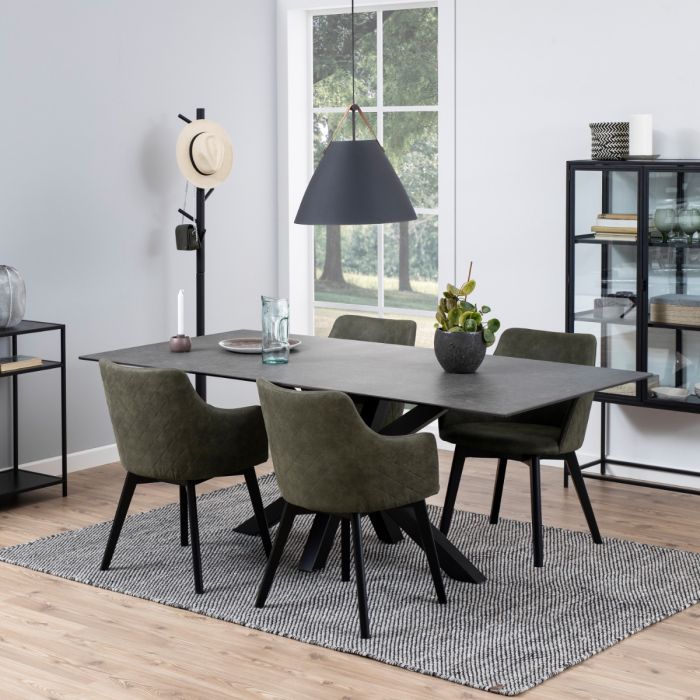Heaven Dining Table with Ceramic Black Top 200x75.5cm