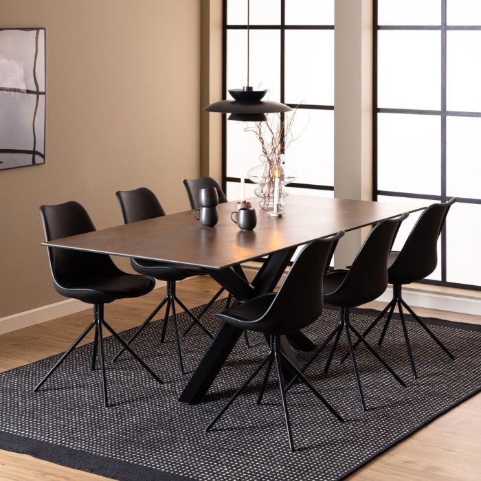 Heaven Dining Table with Ceramic Rusty Brown Top 200x75.5cm