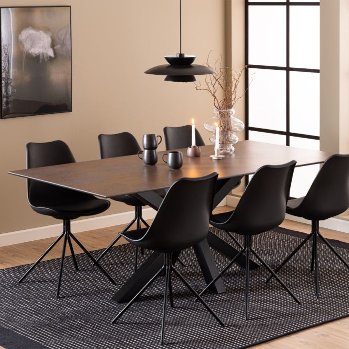 Heaven Dining Table with Ceramic Rusty Brown Top 200x75.5cm