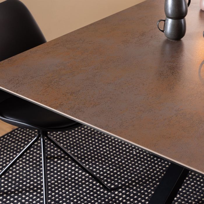 Heaven Dining Table with Ceramic Rusty Brown Top 200x75.5cm
