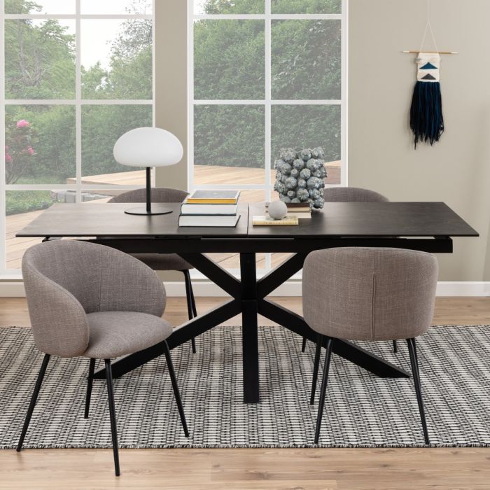Heaven Extendable Dining Table with Ceramic Black Top 200-240cm