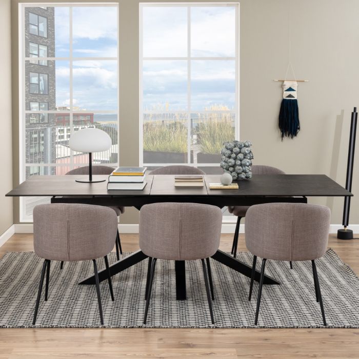 Heaven Extendable Dining Table with Ceramic Black Top 200-240cm