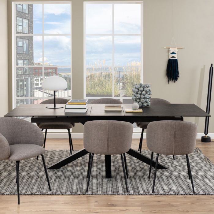 Heaven Extendable Dining Table with Ceramic Black Top 200-240cm