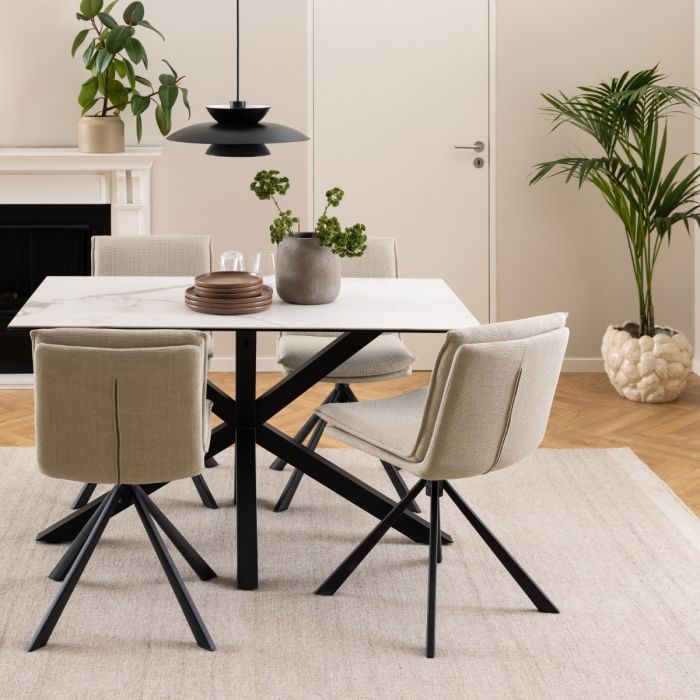 Heaven Dining Table with Ceramic White Top 135x75.5cm