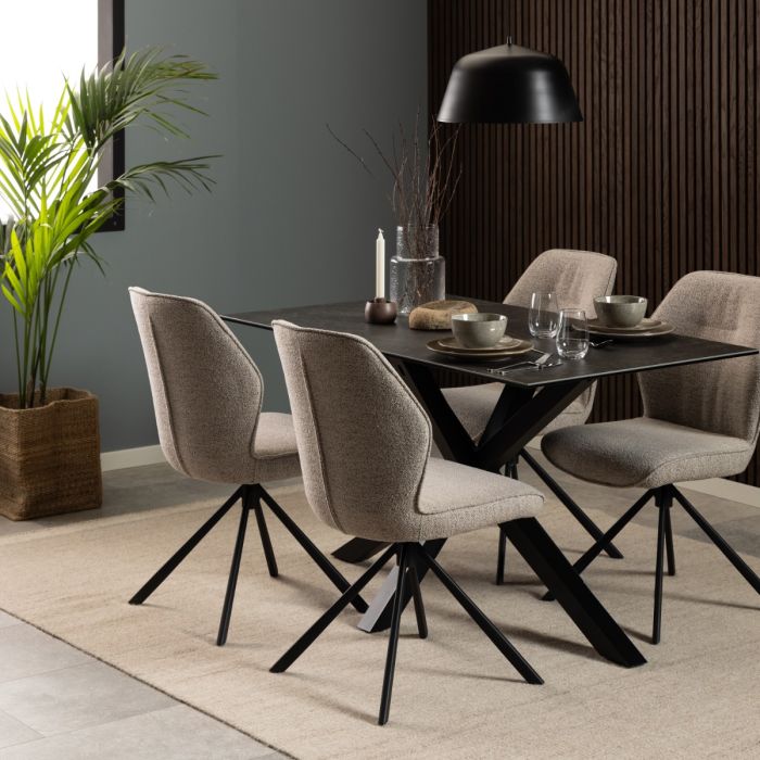 Heaven Dining Table with Ceramic Black Top 135x75.5cm