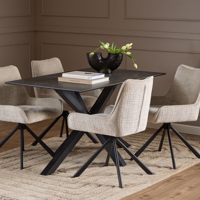 Heaven Dining Table with Ceramic Black Top 135x75.5cm