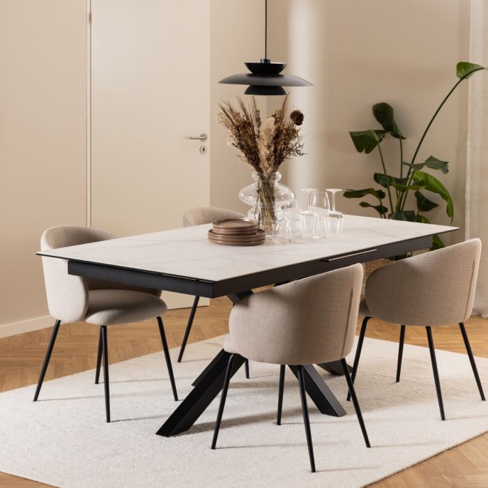 Heaven Extendable Dining Table with Ceramic White Top 200-240cm