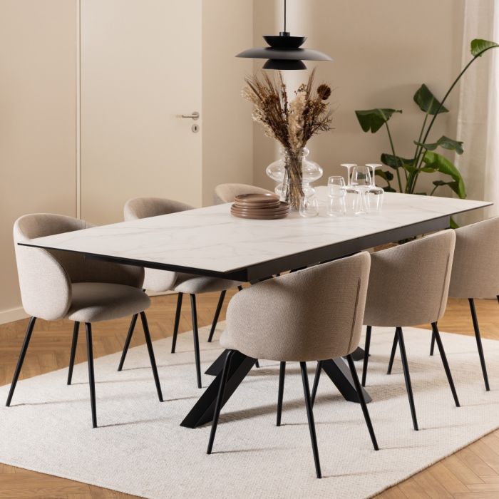 Heaven Extendable Dining Table with Ceramic White Top 200-240cm