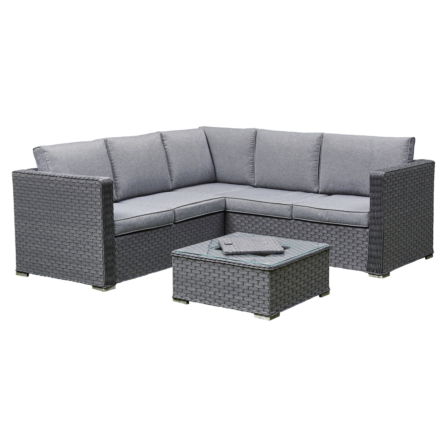 Sundara Corner Sofa Set with Ice Bucket - Grey