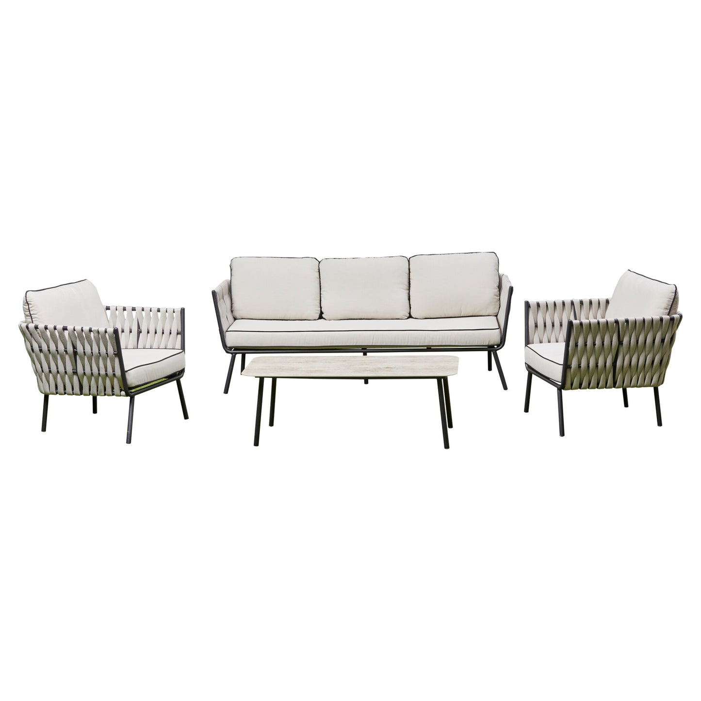 Corza Aluminium & Rope Lounge Set - Grey