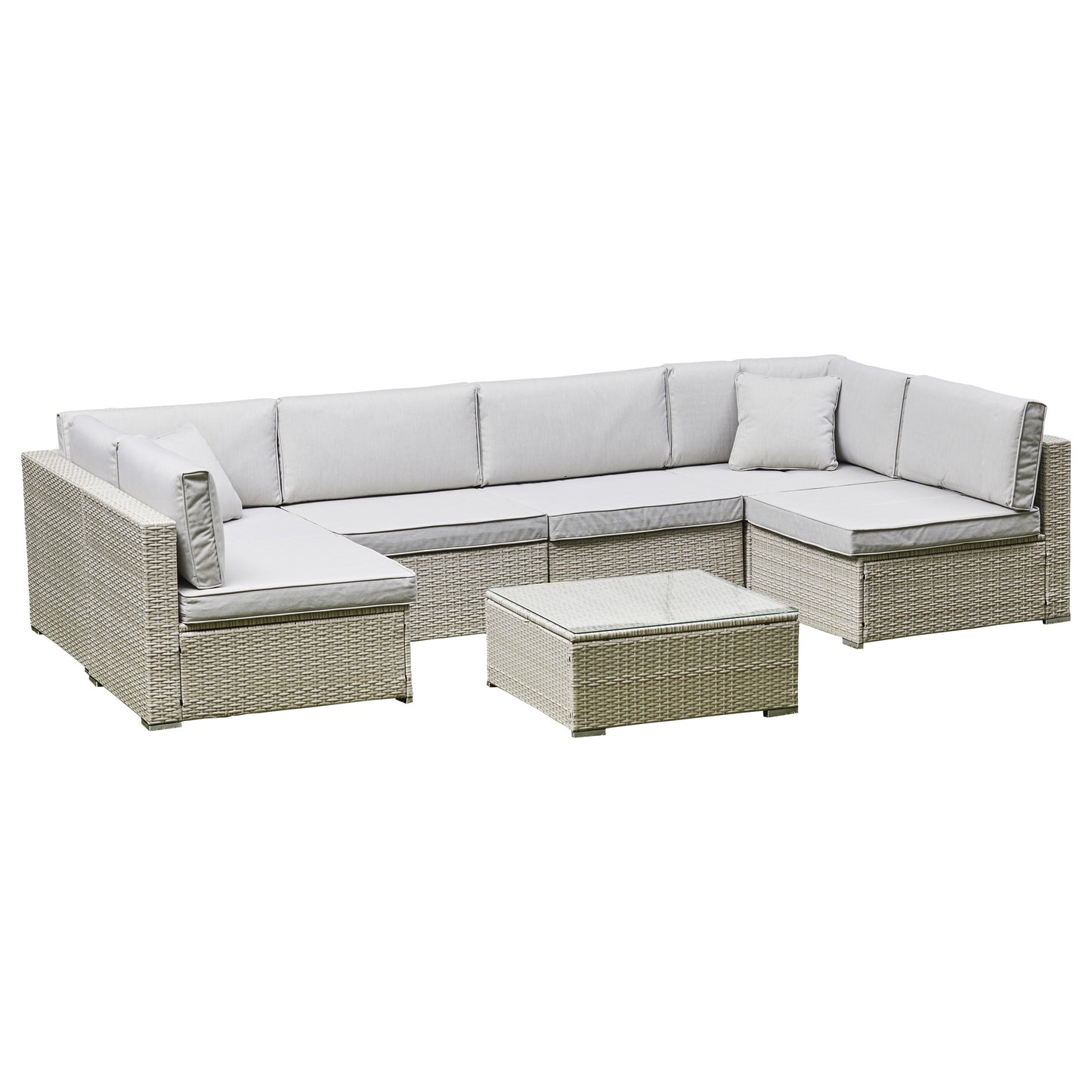 Solace U Shape Rattan Sofa - Grey
