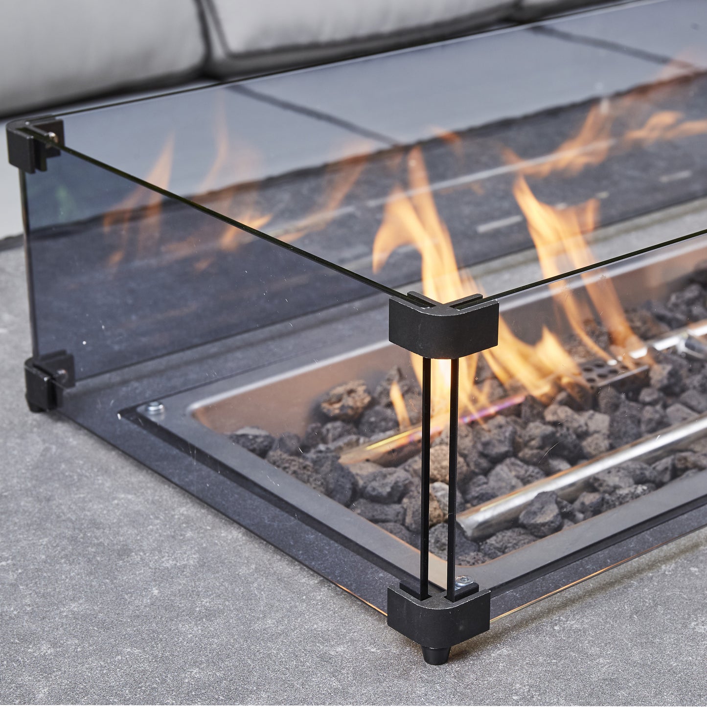 Tavara Corner Rising Firepit Dining Set - Black