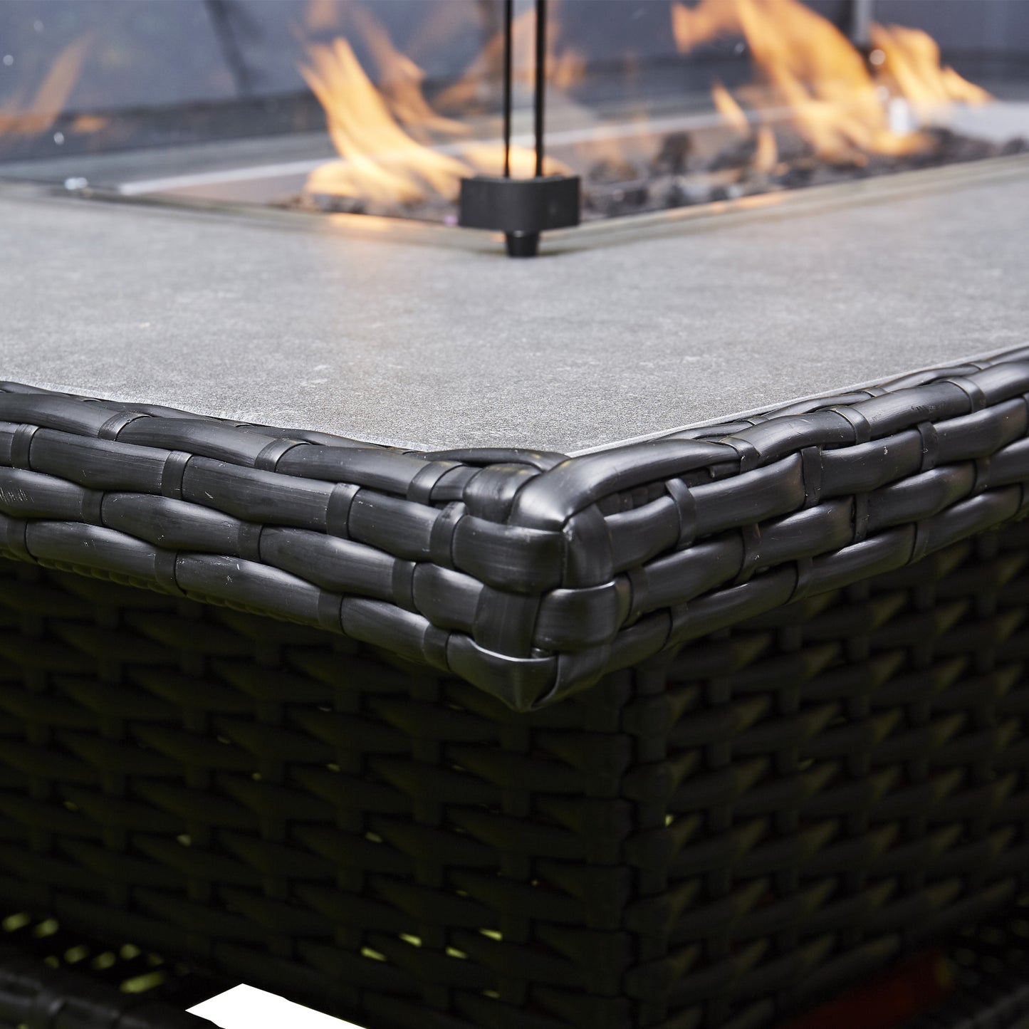 Tavara Corner Rising Firepit Dining Set - Black