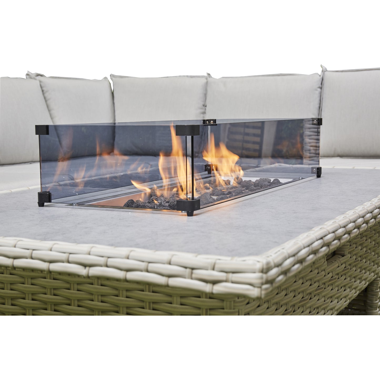 Mirela Rising Firepit Dining Set - Grey