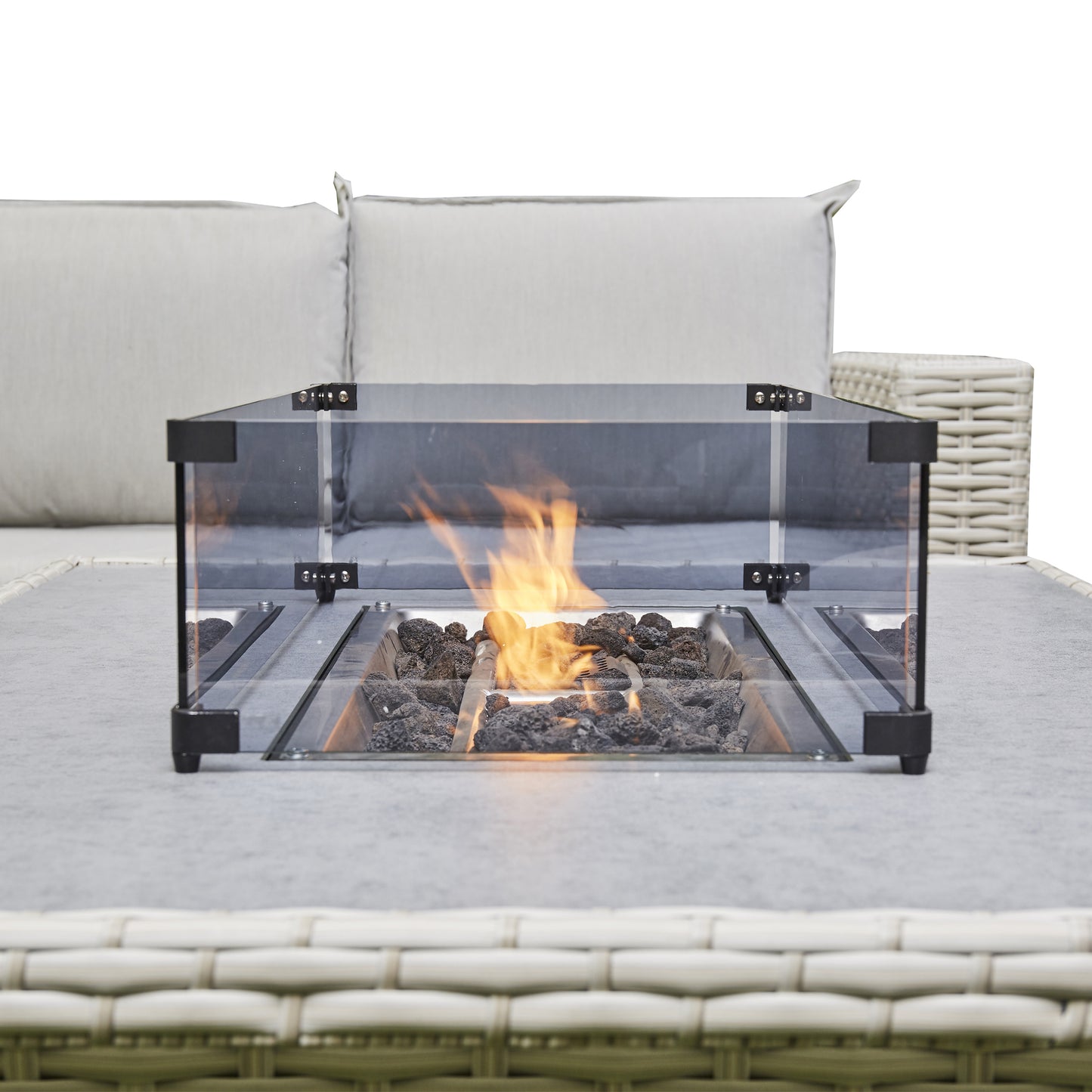 Mirela Rising Firepit Dining Set - Grey