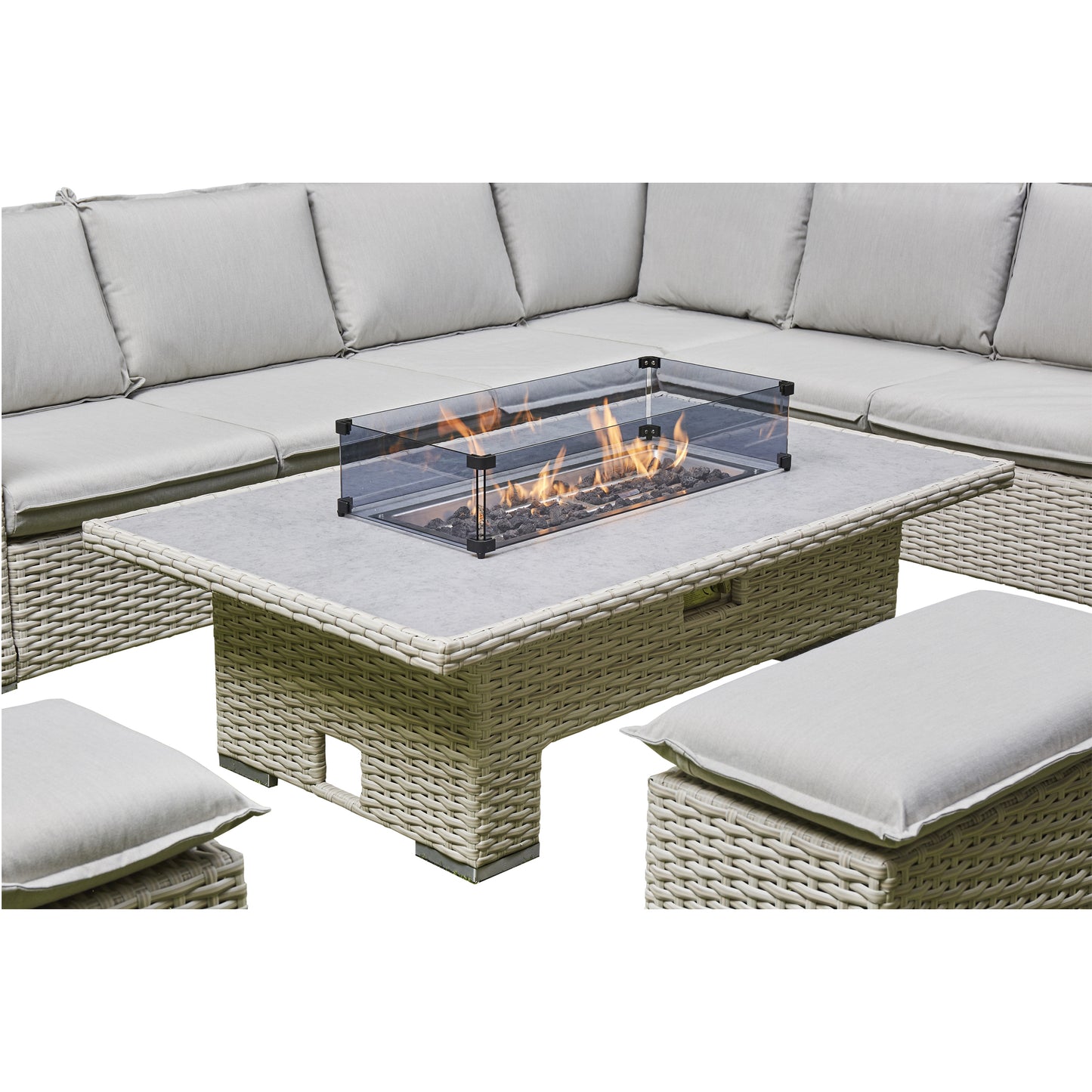 Mirela Rising Firepit Dining Set - Grey