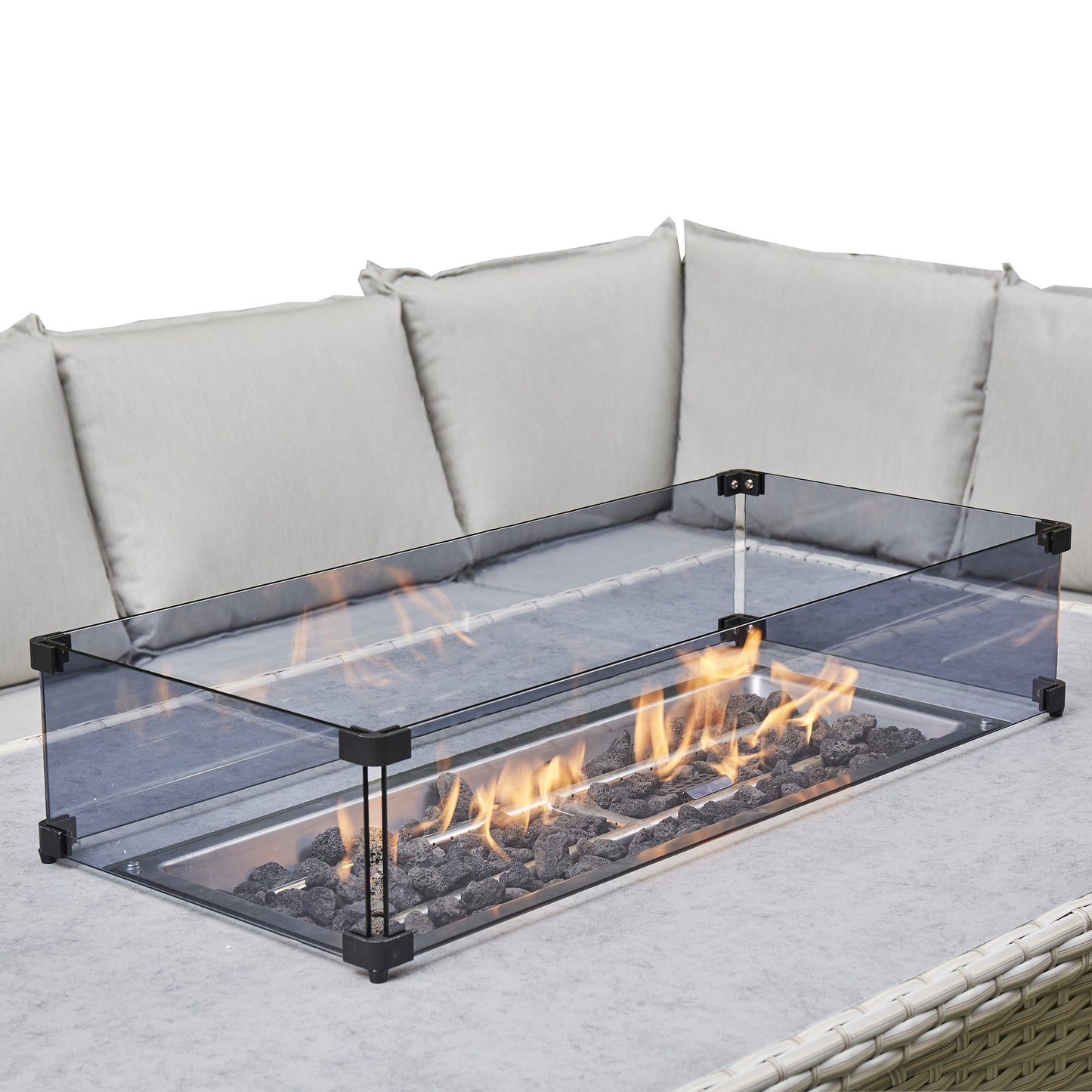 Mirela Rising Firepit Dining Set - Grey