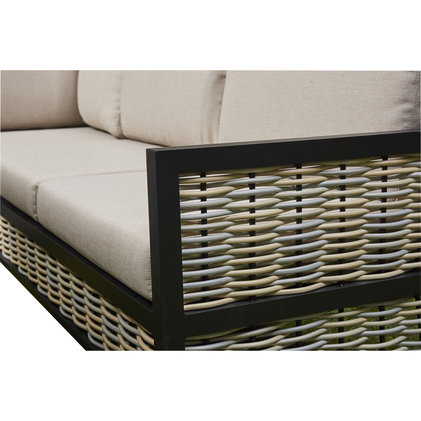 Vernis Aluminium Firepit Dining Set - Beige