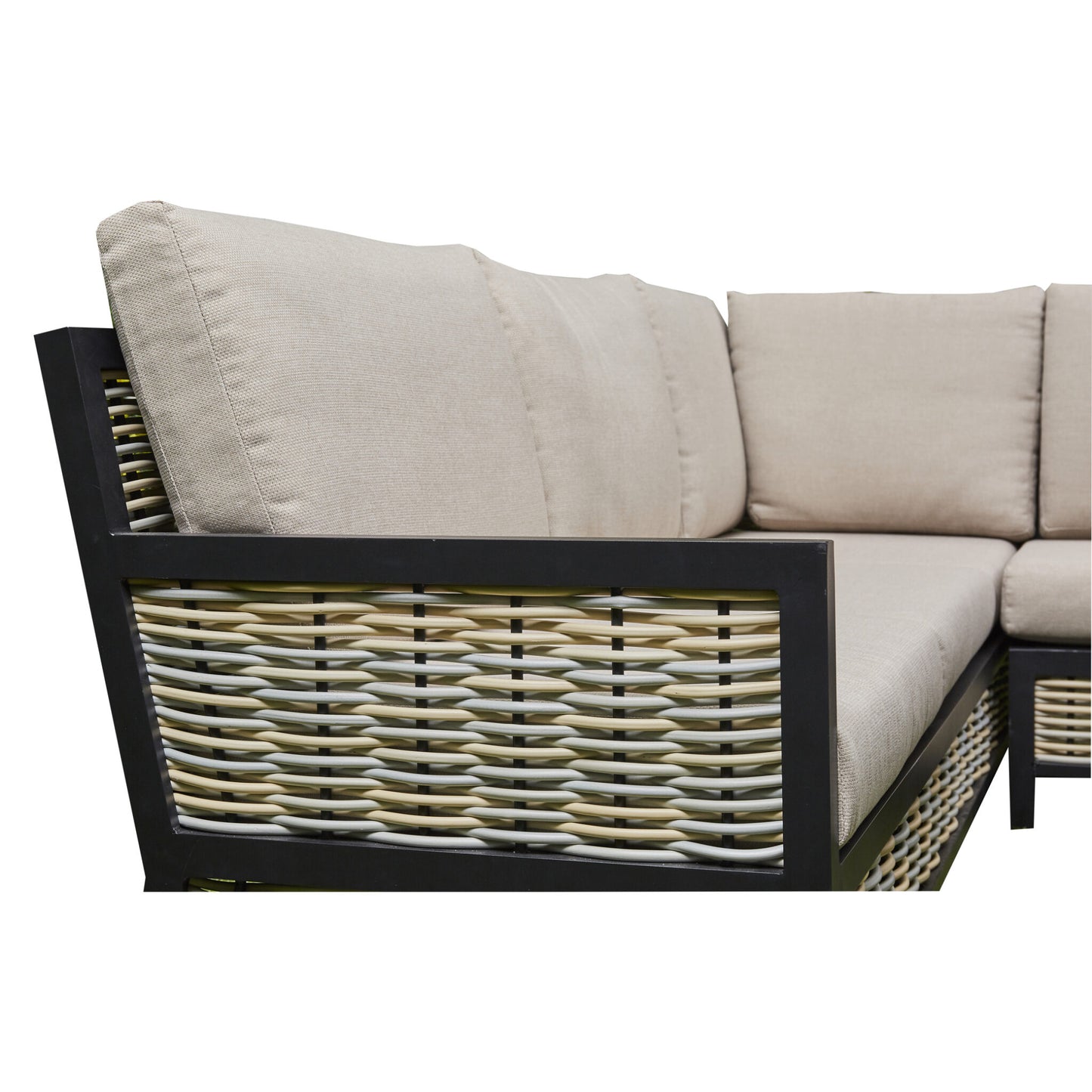 Vernis Aluminium Firepit Dining Set - Beige