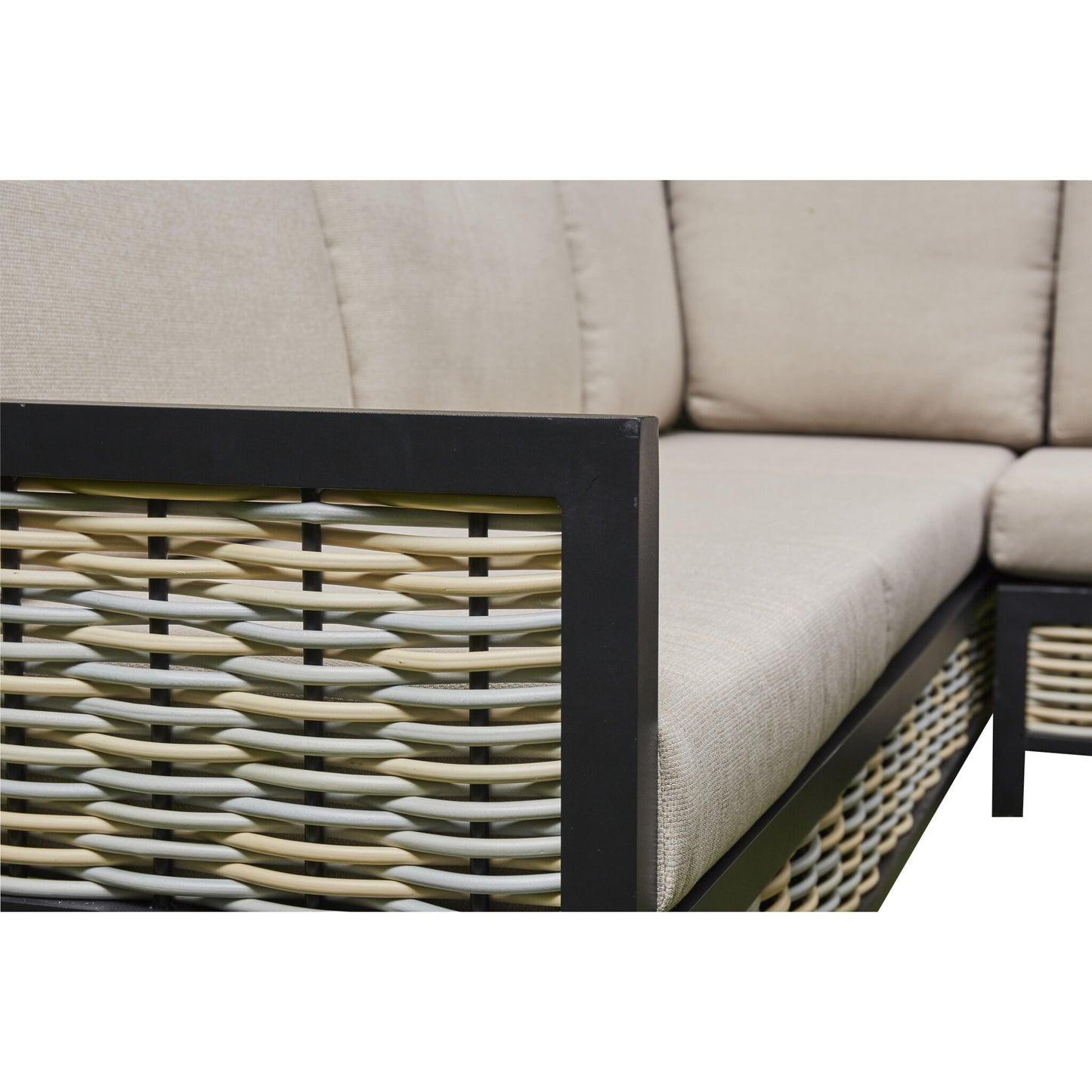 Vernis Aluminium Firepit Dining Set - Beige