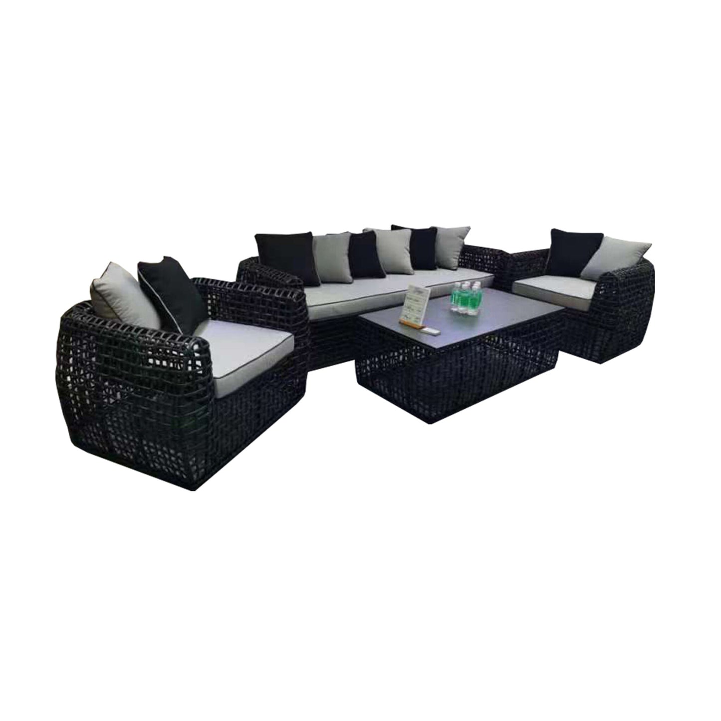 Kendara Rattan Corner Sofa Set - Black