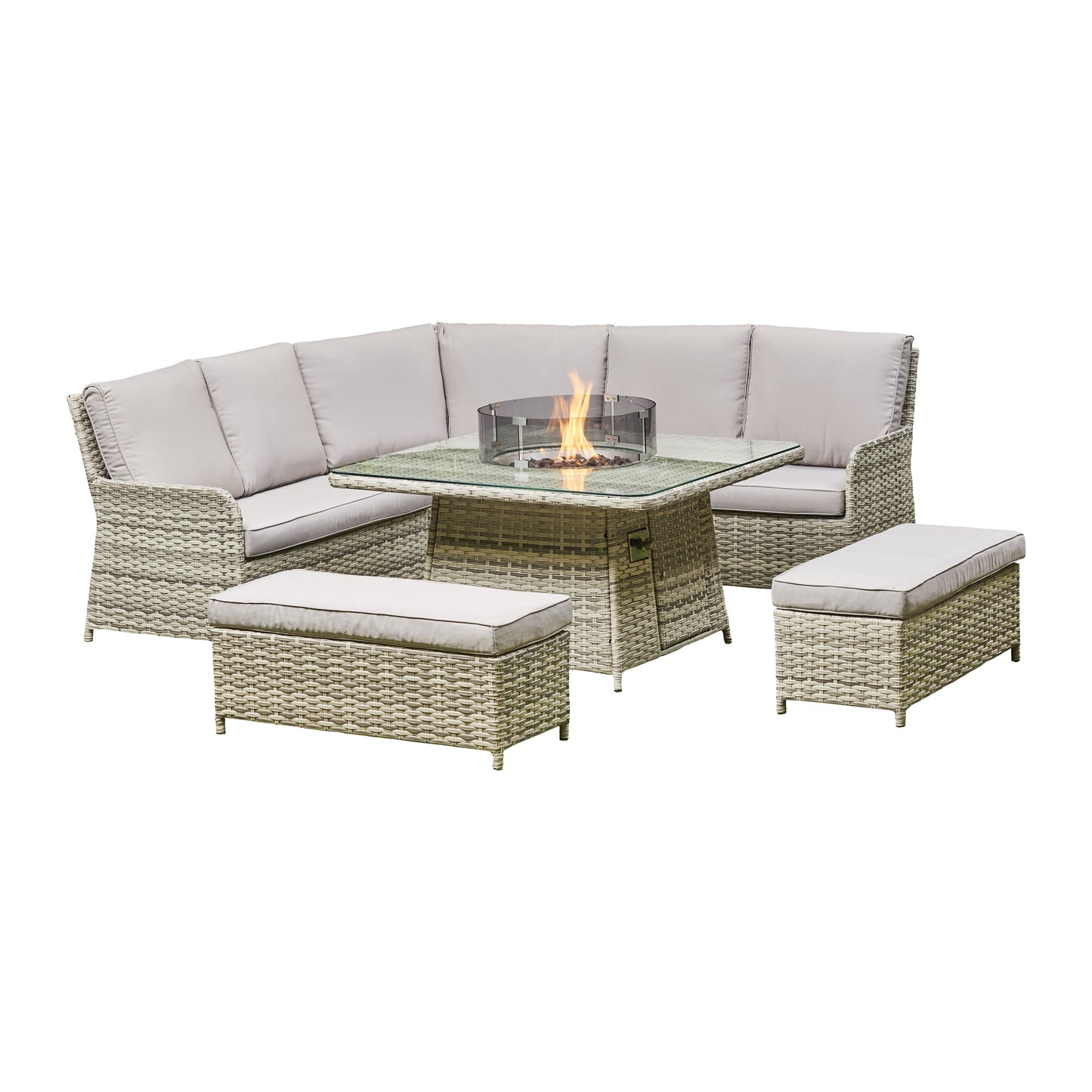 Aurea Firepit Dining Set - Grey