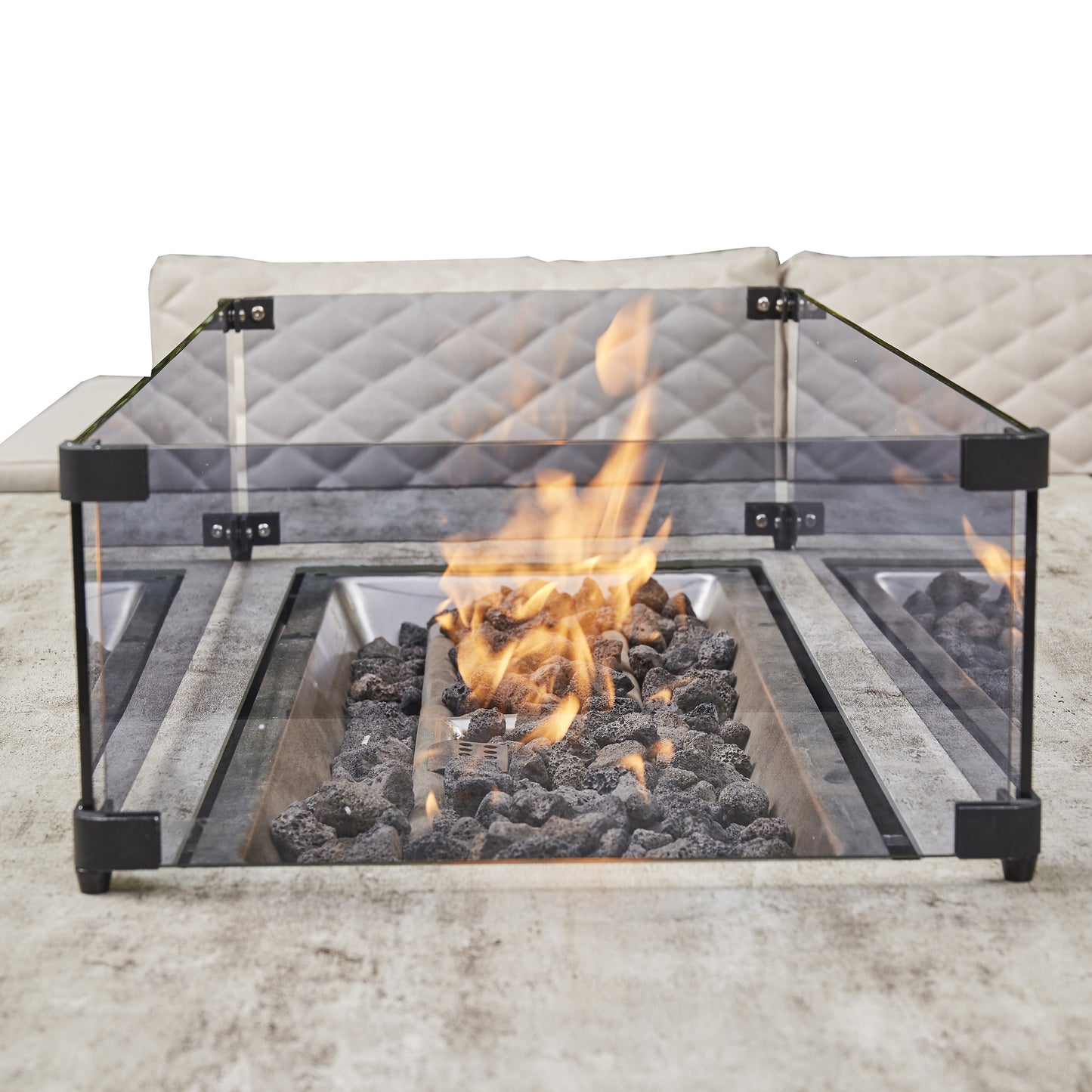 Cavara Aluminium Firepit Dining Set - Beige
