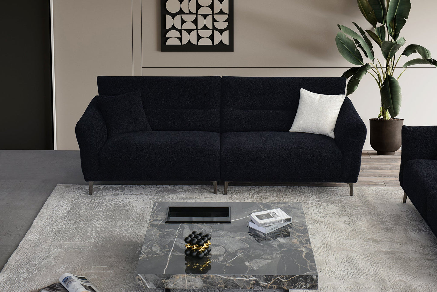 Albany Sofa Range in Black Lux Boucle Fabric