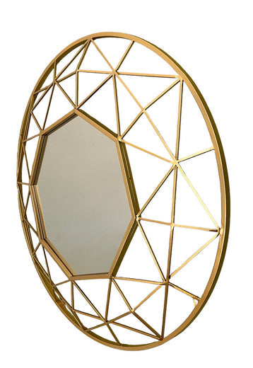 Round Hex Gold Mirror