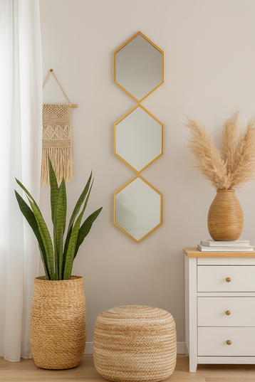 Three Diamond Gold Mirror