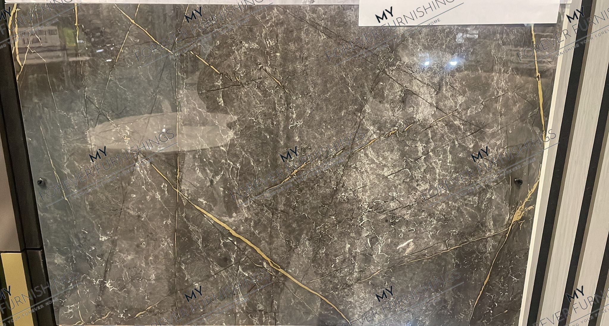 Light Black & Gold Marble Effect UPVC Wall Panel Covering 60x240cm (4 Pieces)