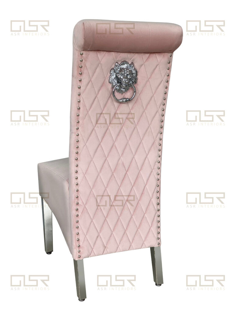 Emma/Lucy Dining Chair with Lion Knocker & Quilted Back (All Colours)