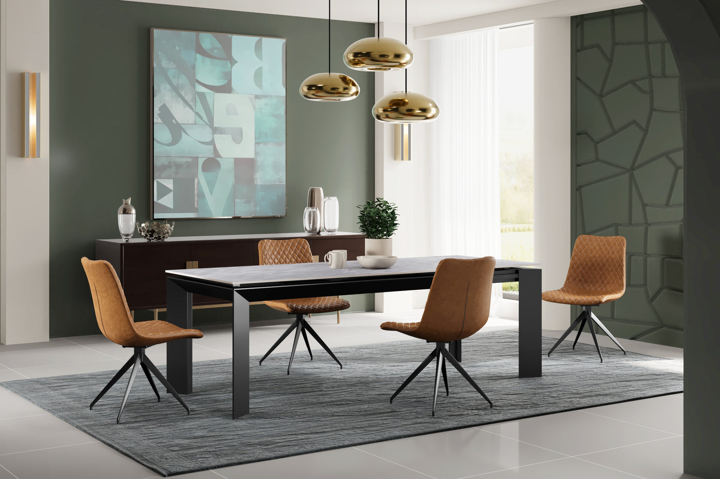 Riley Ceramic Pearla Grey 160-220cm - Extending Gloss