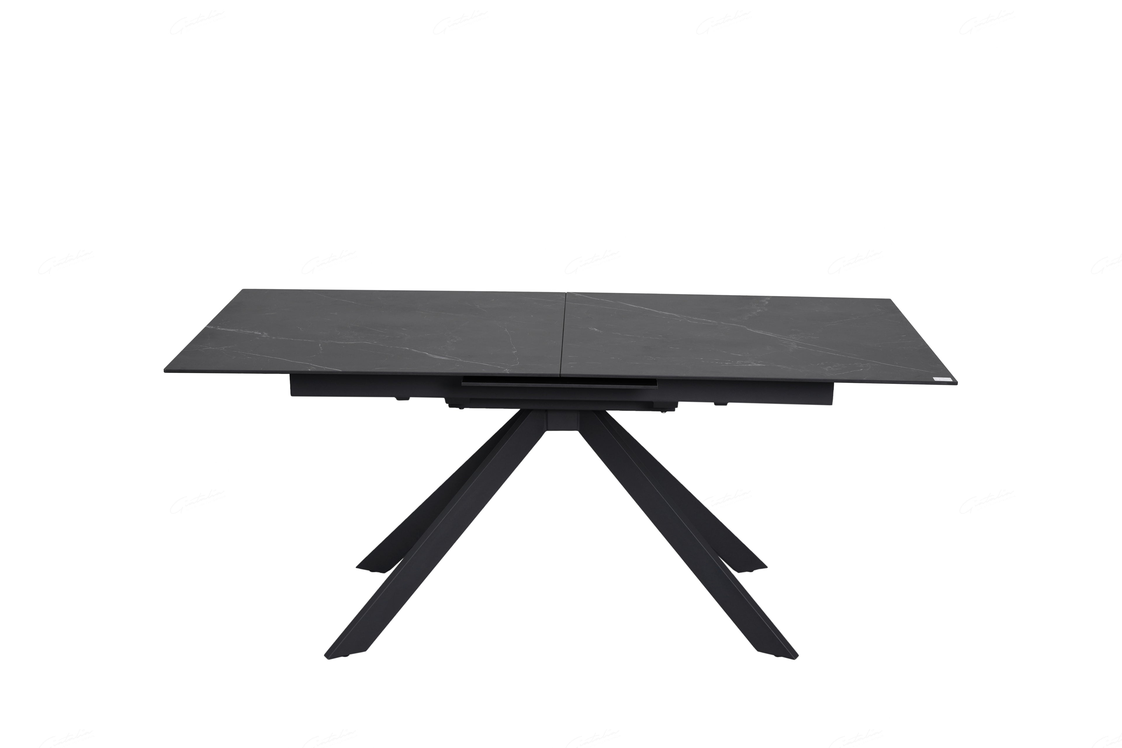 Rossa Matt Black & White Vein Ceramic Extending Dining Table